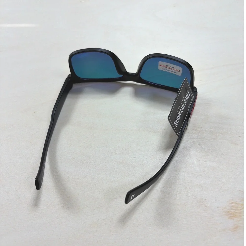 True‎ Religion Mens Sunglasses Matte Black Orange Mirrored Lens